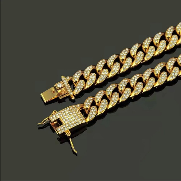 New Men’s Iced Out CZ Diamond Link Chain Bracelet - Picture 2 of 10